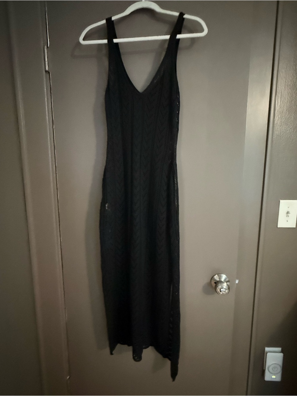 Cupshe Black V-Neck Knit Maxi Swim Coverup